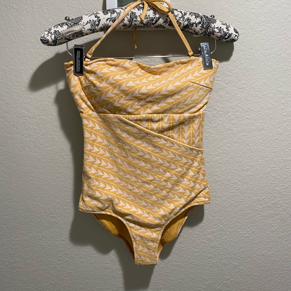 Rip Curl yellow and white one piece bikini